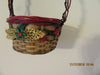 Small Christmas Basket With Gold Glitter Leaves and Green and Red Crystal Flower Accent {{ JAMsCraftCloset }}