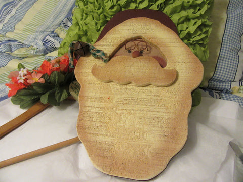 Santa Face Vintage Hand Painted Wooden Primitive or Country Santa Wall Art {{ JAMsCraftCloset }}