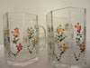 Mugs Clear Glass Hand Painted Floral Set of 2 Metallic Paints Used {{ JAMsCraftCloset }}