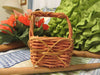 Basket Wicker TINY 4 by 4 by 3 1/2 Inches Peach Rectangle White Wall Hanging Pink Roses {{ JAMsCraftCloset }}