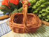 Basket Wicker TINY 4 by 4 by 3 1/2 Inches Peach Rectangle White Wall Hanging Pink Roses {{ JAMsCraftCloset }}