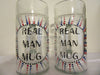 REAL MAN Mug or MAN Cave Mug Hand Painted Clear Glass Extra Large {{ JAMsCraftCloset }}