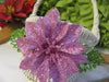 Basket Wall Hanging Flat Back White Wicker Light Purple Poinsettia Holiday {{ JAMsCraftCloset }}