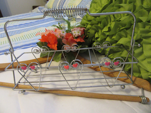 Tote Caddy Container or Basket Wire Rectangle Heart With Hearts As Accents {{ JAMsCraftCloset }}