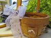 Flower Girl Basket Round Woven With Hand Painted Purple Orange Leaves Bling and Purple Bows {{ JAMsCraftCloset }}