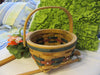 Basket Flower Girl Round Natural Woven Green Red With Crystal Accents Wedding Accessory Table Decor {{ JAMsCraftCloset }}