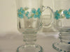 Mugs Floral Hand Painted in Aqua White Set of TWO {{ JAMsCraftCloset }}