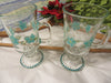 Mugs Floral Hand Painted in Aqua White Set of TWO {{ JAMsCraftCloset }}