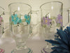 Mugs Clear Glass Hand Painted Floral Pink Aqua Purple Flowers SET of 3 {{ JAMsCraftCloset }}