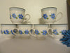 Cup Mugs Off White Hand Painted Blue Flowers Set of Six {{ JAMsCraftCloset }}