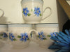 Cup Mugs Off White Hand Painted Blue Flowers Set of Six {{ JAMsCraftCloset }}