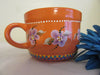 Mug Cup Coffee Soup Hand Painted Floral Lime Green Aqua Flowers Aqua Purple Yellow White Dots {{ JAMsCraftCloset }}