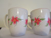 Mugs Cups Hand Painted Red Floral Corelle Stoneware Classic Cafe White Red Rimmed SET of 4 {{ JAMsCraftCloset }}