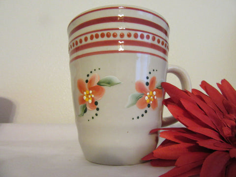Mug Coffee Tea Hand Painted Rust Floral Gibson Off White Cup Rust Rings Rust Flowers {{ JAMsCraftCloset }}