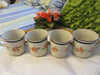 Cups Mugs Stoneware Hand Painted Rust Floral Regency Band Collection Blue Rust Bands SET of 4 {{ JAMsCraftCloset }}