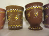Mugs Cups Hand Painted Dotted Dark Green Pale Rust Tan Brown or Purple With Yellow White Dot Flowers {{ JAMsCraftCloset }}