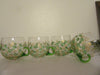 Cups Tea Punch Green Handles Vintage Hand Painted SMALL Clear Glass Set of 4 Green Gold HAPPY DOTS {{ JAMsCraftCloset }}