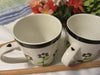 Cups Mugs Coffee Hand Painted White With Black Dot Daisies Set of 2 BUY 2 Get 1 FREE {{ JAMsCraftCloset }}