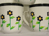 Cups Mugs Coffee Hand Painted White With Black Dot Daisies Set of 2 BUY 2 Get 1 FREE {{ JAMsCraftCloset }}