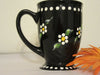 Mug Cup Coffee Hand Painted Black White Dot Daisies {{ JAMsCraftCloset }}