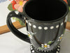 Mug Cup Coffee Hand Painted Black White Dot Daisies {{ JAMsCraftCloset }}