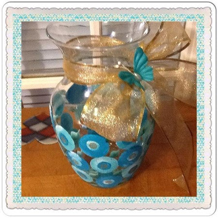 JAMsCraftCloset Hand Painted Glassware Happy Dot Vase