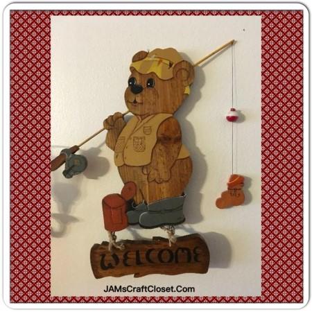 JAMsCraftCloset Home Decor Country Decor Farmhouse Decor Gift Ideas Welcome Fishing Bear