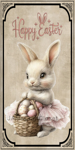 RECTANGLE SHAPED Digital Graphic Design CERAMIC TILE Easter BUNNY IN TUTU - PNG SVG PDF JPEG Farmhouse Country Home HOLIDAY Wall Art Shelf Sitter Decor Gift Crafters Delight - JAMsCraftCloset