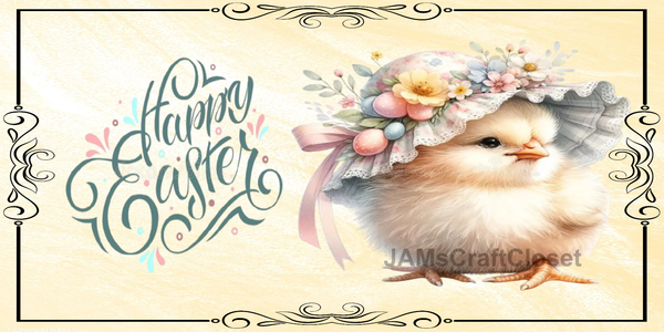 RECTANGLE SHAPED Digital Graphic Design CERAMIC TILE Easter CHICK BONNET - PNG SVG PDF JPEG Farmhouse Country Home HOLIDAY Wall Art Shelf Sitter Decor Gift Crafters Delight - JAMsCraftCloset
