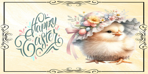 RECTANGLE SHAPED Digital Graphic Design CERAMIC TILE Easter CHICK BONNET - PNG SVG PDF JPEG Farmhouse Country Home HOLIDAY Wall Art Shelf Sitter Decor Gift Crafters Delight - JAMsCraftCloset