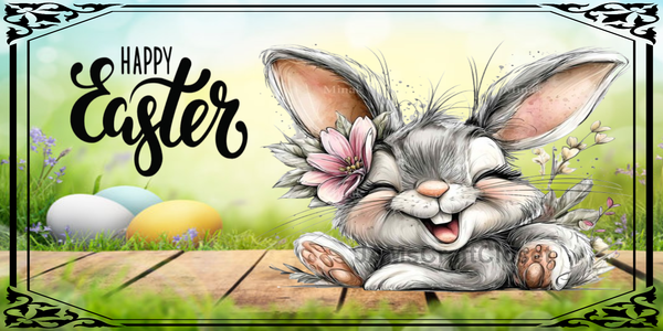 RECTANGLE SHAPED Digital Graphic Design CERAMIC TILE Easter BUNNY LAUGHING - PNG SVG PDF JPEG Farmhouse Country Home HOLIDAY Wall Art Shelf Sitter Decor Gift Crafters Delight - JAMsCraftCloset