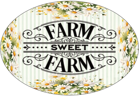 OVAL SHAPED Digital Graphic Design BOLD YELLOW FARM SWEET FARM DAISIES Sublimation Decoupage PNG SVG House Sign Farmhouse Country Home Cabin Wall Art Decor Wreath Design Gift Crafters Delight - JAMsCraftCloset