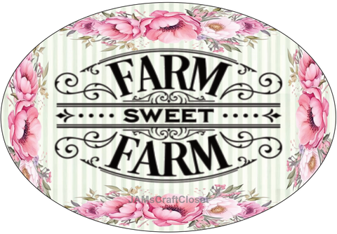 OVAL SHAPED Digital Graphic Design BOLD YELLOW FARM SWEET FARM PEONIES Sublimation Decoupage PNG SVG House Sign Farmhouse Country Home Cabin Wall Art Decor Wreath Design Gift Crafters Delight - JAMsCraftCloset