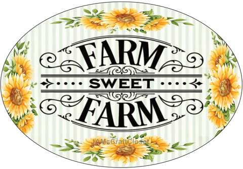 OVAL SHAPED Digital Graphic Design BOLD YELLOW FARM SWEET FARM SUNFLOWERS Sublimation Decoupage PNG SVG House Sign Farmhouse Country Home Cabin Wall Art Decor Wreath Design Gift Crafters Delight - JAMsCraftCloset