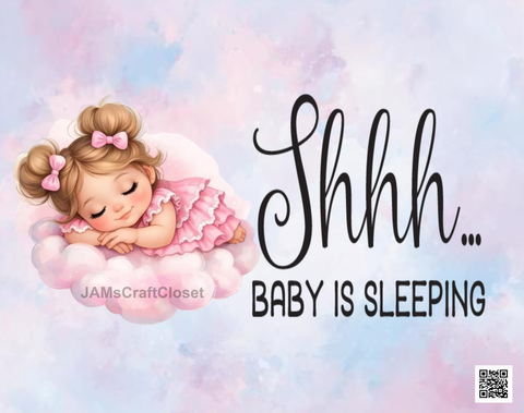 DIGITAL RECTANGLE Graphic Design BABY SLEEPING - GIRL - PNG SVG JPEG PDF Farmhouse Country Cabin NURSERY Wall Art Shelf Sitter Home Decor Gift Crafters Delight - JAMsCraftCloset