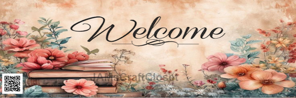 DIGITAL RECTANGLE Graphic Design FLORAL WELCOME - PNG SVG Lake House Sign Farmhouse Country Home Cabin Wall Art Shelf Sitter Decor Gift Crafters Delight {{ JAMsCraftCloset }}