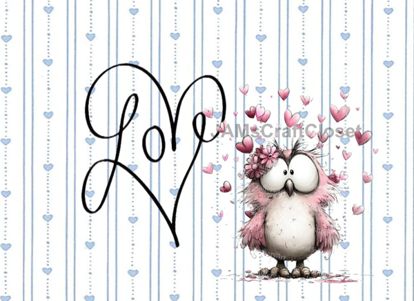 Digital Rectangle Graphic Design VALENTINE - OWL WITH HEARTS - PNG SVG PDF JPEG Farmhouse Country Home VALENTINE'S DAY HOLIDAY Decoupage Sublimation &nbsp;Design Gift Crafters Delight - JAMsCraftCloset