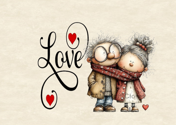 Digital Rectangle Graphic Design VALENTINE LOVE - ELDERLY COUPLE - PNG SVG PDF JPEG Farmhouse Country Home VALENTINE'S DAY HOLIDAY Decoupage Sublimation &nbsp;Design Gift Crafters Delight - JAMsCraftCloset