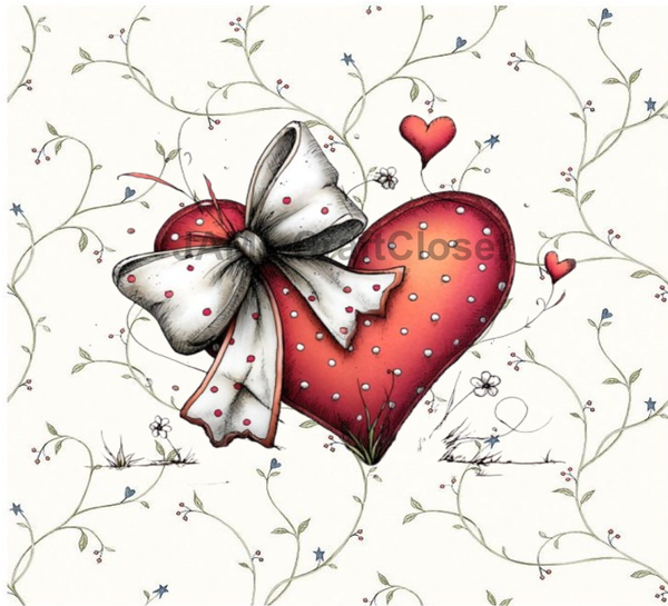 Digital Rectangle Graphic Design VALENTINE - RED HEART WITH BOW - PNG SVG PDF JPEG Farmhouse Country Home VALENTINE'S DAY HOLIDAY Decoupage Sublimation &nbsp;Design Gift Crafters Delight - JAMsCraftCloset