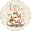 ROUND DIGITAL Graphic Design CHICK WITH HAT AND BUTTERFLIES - HAPPY EASTER Sublimation PNG SVG Country Farmhouse Home Decor Sign Shelf Sitter Wall Art Decor Wreath EASTER Design Gift Crafters Delight - JAMsCraftCloset