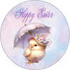 ROUND DIGITAL Graphic Design CHICK WITH UMBRELLA - HAPPY EASTER Sublimation PNG SVG Country Farmhouse Home Decor Sign Shelf Sitter Wall Art Decor Wreath EASTER Design Gift Crafters Delight