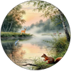 ROUND Digital Graphic Design HUNTERS AND FISHERMENS DELIGHT Lake Scene With Animals First Home Sublimation Decoupage PNG SVG Country Farmhouse Home Decor Wall Art Shelf Sitter Gift Crafters Delight - JAMsCraftCloset