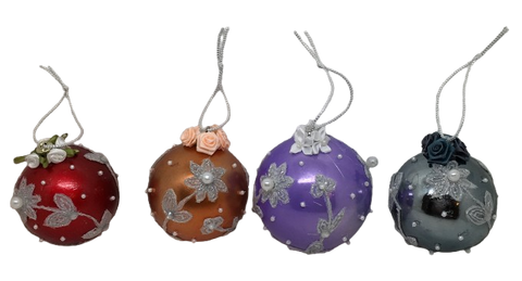 Ornament Handmade Decoupaged Lace and Bling Christmas Gift Idea Tree Decoration Unique - JAMsCraftCloset