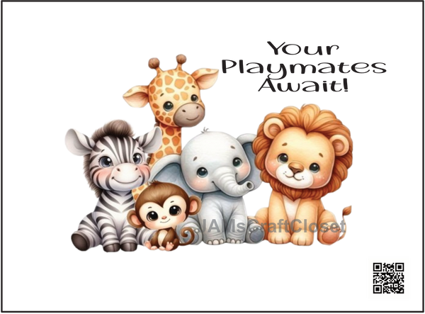 DIGITAL RECTANGLE Graphic Design YOUR PLAYMATES AWAIT - PNG SVG NURSERY DECOR Wall Art Shelf Sitter Decor KIDS ROOM Gift Crafters Delight {{ JAMsCraftCloset }}