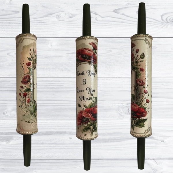 Rolling Pin Hand Painted Decoupaged Country Farmhouse Decor EACH DAY I LOVE YOU MORE Kitchen Decor Gift Idea - JAMsCraftCloset