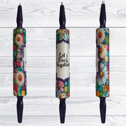 Rolling Pin Hand Painted Decoupaged Country Farmhouse Decor LET'S COOK TOGETHER Kitchen Decor Gift Idea - JAMsCraftCloset