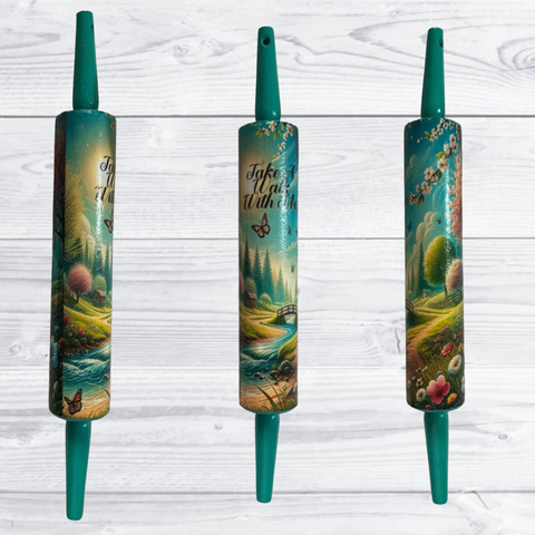 Rolling Pin Hand Painted Decoupaged Country Farmhouse Decor TAKE A WALK WITH ME Kitchen Decor Gift Idea - JAMsCraftCloset