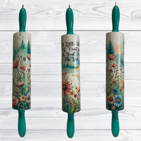 Rolling Pin Hand Painted Decoupaged Country Farmhouse Decor A LITTLE COUNTRY IS GOOD FOR THE SOUL Kitchen Decor Gift Idea - JAMsCraftCloset