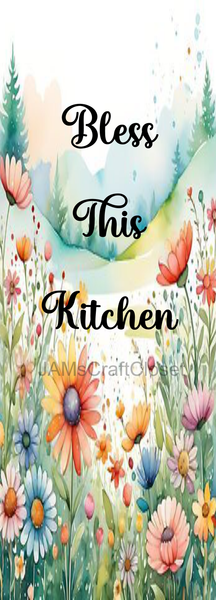 RECTANGLE SHAPED Digital Graphic Design Floral - BLESS THIS KITCHEN - PNG SVG Lake House Sign Farmhouse Country Home Cabin KITCHEN Wall Art Decor Chef Gift Crafters Delight - JAMsCraftCloset