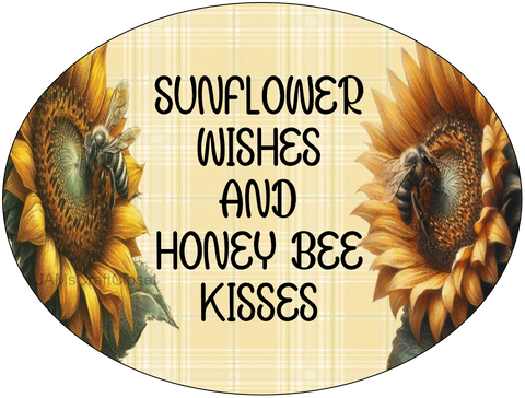 OVAL SHAPED Digital Graphic Design SUNFLOWER WISHES AND HONEY BEE KISSES Sublimation PNG SVG Lake House Sign Farmhouse Country Home Cabin WEDDING DECOR Bedroom Wall Art Decor Wreath Design Gift Crafters Delight - JAMsCraftCloset